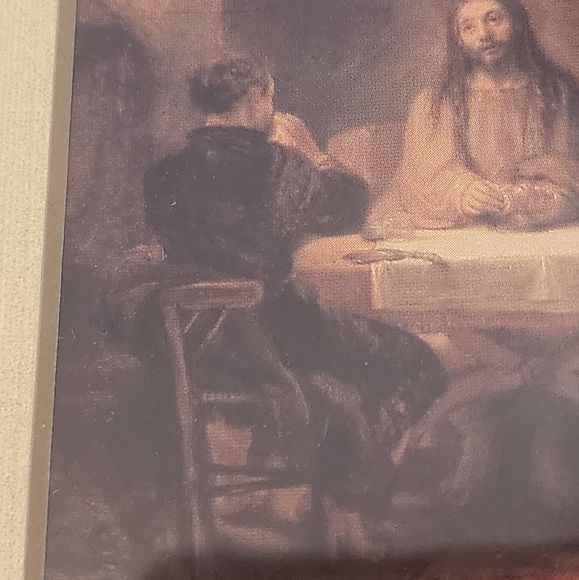 Vintage Rembrandt "Supper at Emmaus, 1648" Miniature Framed Print 6.5"X6.5"X0.5" - Picture 5 of 14